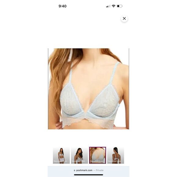 Free People Intimately Lucia Underwire Bra in Blue Hydrangea 34B $48 - Picture 5 of 7